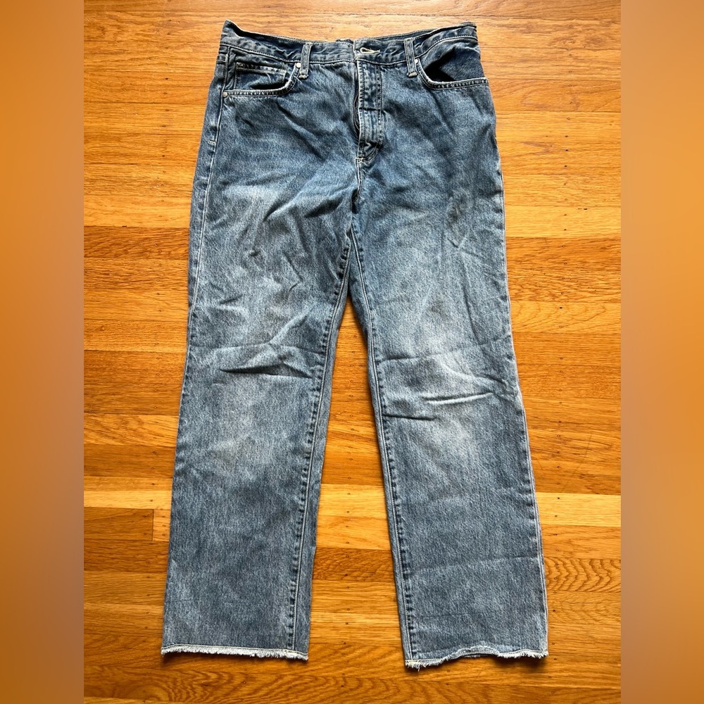 Pilcro Letterpress Folio Jeans Anthro Crop Relaxed High Rise Heritage Size 29